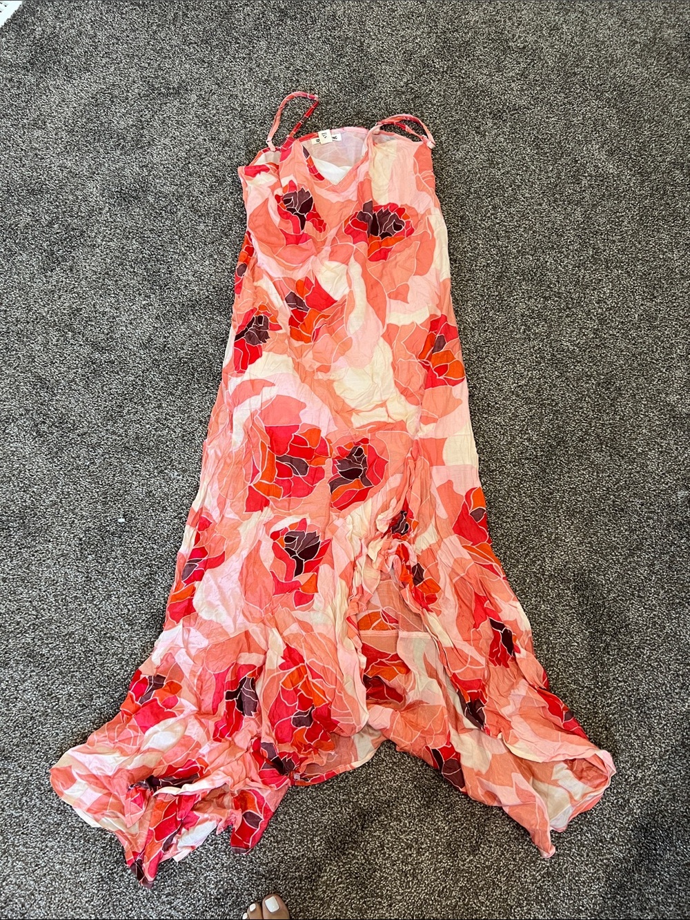 Billabong Coral and Pink Floral Maxi Slip Dress